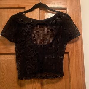 Black Net T Shirt cropped. Brand Akira. Size small.